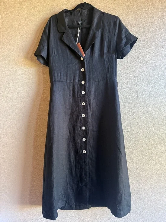Quince 100% European Linen Button Front Dress - Picture 3 of 4